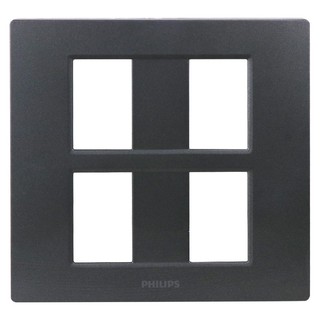 หน้ากาก หน้ากากสวิตซ์-ปลั๊ก ฝาครอบ สวิทซ์ 4 ช่อง LEAF BLACK PHILIPS WALL PLATE PHILIPS LEAF 4-MODULE BLACK