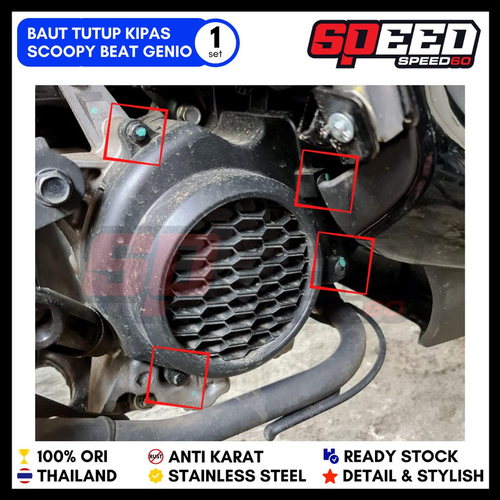 Honda Beat Scoopy ฝาครอบพัดลม Bolt Probolt Thailand Stainless King Nut Bolt