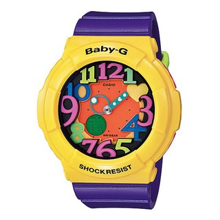 ﻿Casio baby-g นาฬิกาข้อมือผู้หญิง สีม่วง/เหลือง สายเรซิ่น รุ่น BGA-131-9BDR (ประกัน cmg)