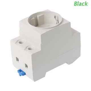 BLACK EU Type 35mm DIN Rail Mount AC Power Socket 16A 250V AC Connector