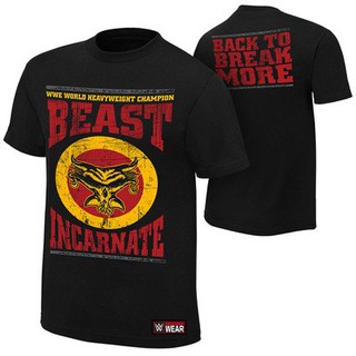 เสื้อยืดผ้าฝ้ายพิมพ์ลายขายดี Brock Lesnar "Beast Incarnate Back to Break More" T-Shirt