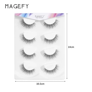 MAGEFY ขนตาปลอม 3D แบบใช้ซ้ำได้ หนานุ่มเป็นธรรมชาติ กันน้ำ ติดทนนาน ขนตาปลอมระดับมืออาชีพ 4 คู่ 7307