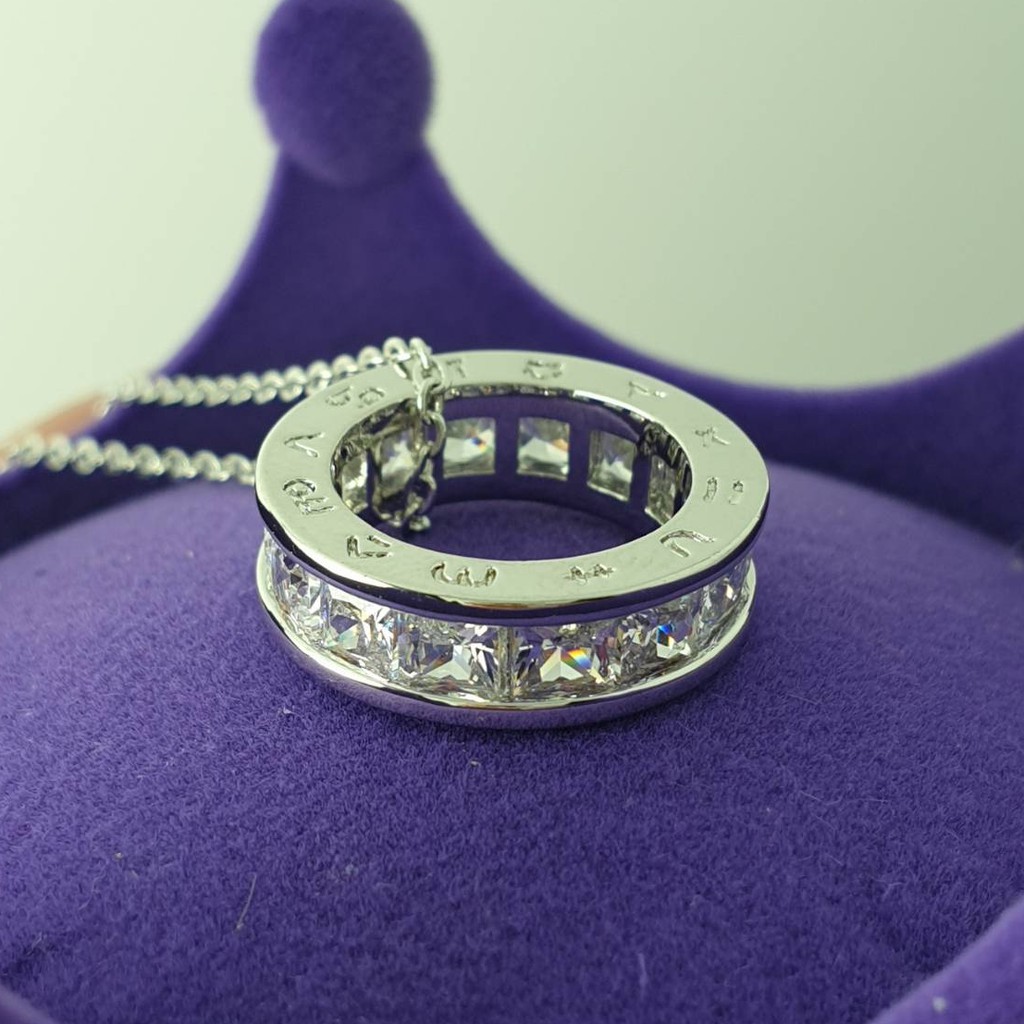 XXถูกมากXX AC_Jewelry สร้อยคอจี้เพชร CZ Diamond ยาว 45 cm. ร้อยแหวนเงินฝังเพช ขนาด 1.5 x 1.5 cm ตัวเ