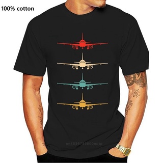 เสื้อยืดสีขาวเสื้อยืด พิมพ์ลายเครื่องบินบิน Flying Airline สีดํา สไตล์วินเทจ สําหรับผู้ชาย เสื้อยืด ขนาดใหญ่S-4XL