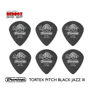 ปิ๊กกีตาร์PICK Jim Dunlop TORTEX® PITCH BLACK JAZZ III สีดำ 6  ขนาด[แท้ U.S.A.100%](เต่าดำตัวเล็กทรง Jazz lll)