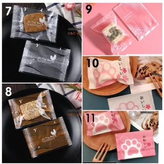 สินค้าพร้อมส่ง 1แพค95-100ใบ ถุงซีล ถุงใส่คุกกี๊ ร้านสุ่มลายให้ ถุงขนม มีหลายขนาด ขนาด 5.5*8.5 7*10 9*11.5 ซม.ฝ