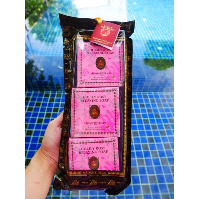 125กรัม 3ก้อน สบู่โฮลิลี่ โรส มาดามเฮง Holily rose relaxing soap Madame Heng