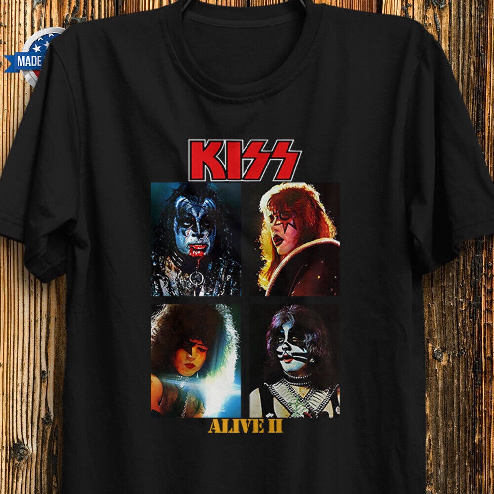 Black Men Alive Ii Kiss Rock เสื้อยืด Gene Simmons Criss Ace