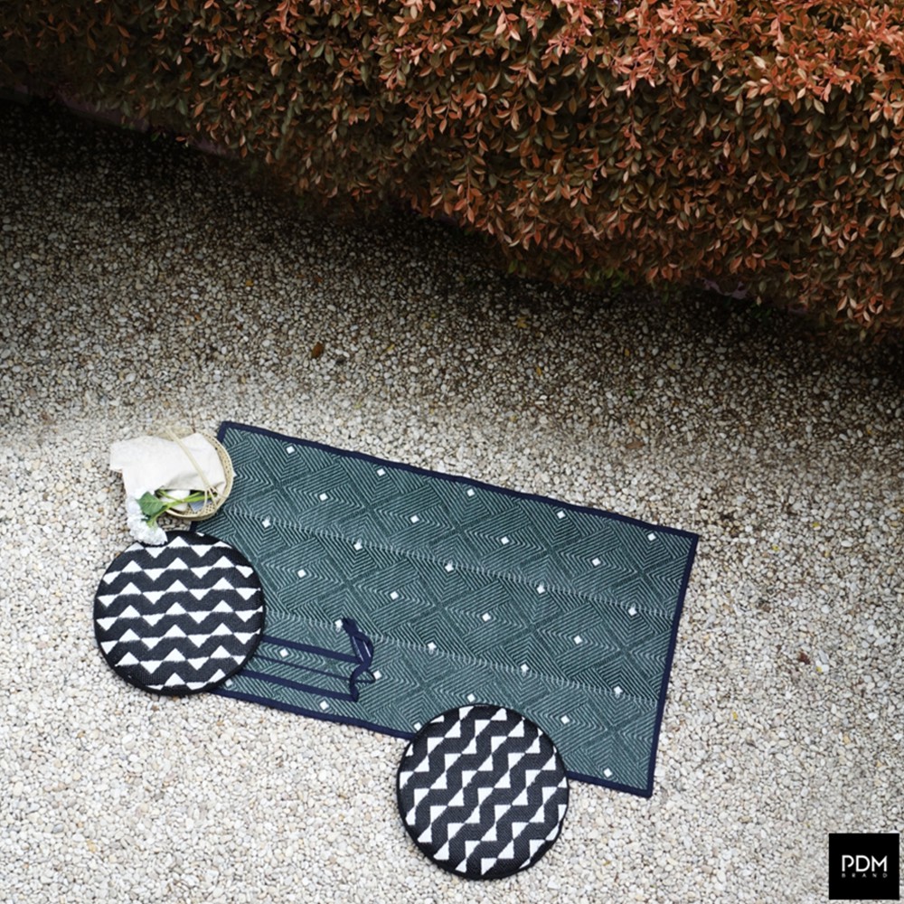 PDM เสื่อพับอเนกประสงค์ ลาย Ease (Emerald green-White linen) Size XS 90x170 cm.