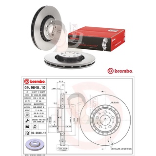 09 9848 11 จานเบรค ล้อ F (ยี่ห้อ BREMBO) รุ่น HC UV PVT VOLVO XC90 2.5T 3.2 D5 T6 V8 ปี2002-&gt;