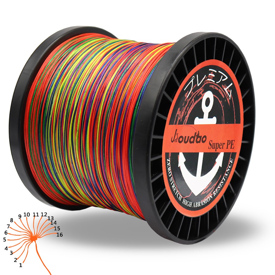 16 Strands PE สายตกปลาถักหลากสี Super Power ญี่ปุ่น Multifilament Sturgeon ลวดปลาสําหรับน้ําเค็ม