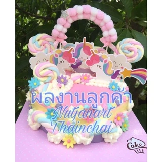 ป้ายปักเค้ก ชุดUnicorn ยูนิคอน ม้า ยูนิคอร์น และชุดPony