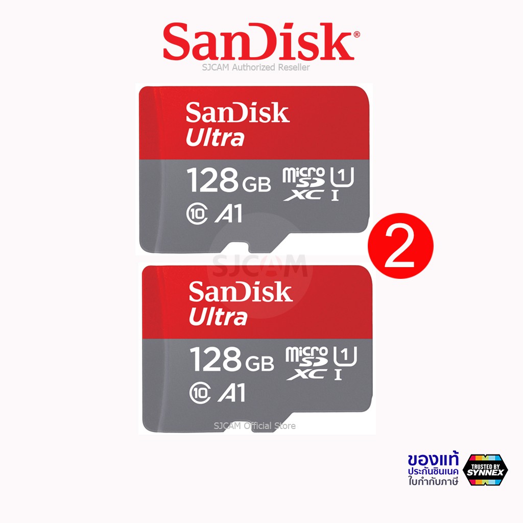 [แพ็คคู่ 2ชิ้น] Sandisk Ultra Micro SD Card (SDSQUA4) 128GB , 64GB , 32GB Class10 A1 UHS-I(SDSQUAR)