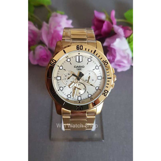 นาฬิกา Casio รุ่น MTPVD300G9E นาฬิกาผู้ชายสายแสตนเลสสีทอง หน้าปัดทอง รุ่นใหม่ล่าสุด