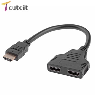 Tcuteit Hdmi-อะแดปเตอร์แยกสายเคเบิ้ล 1080P Video Hdmi เข้ากันได้กับ 1X2 Split 1In2