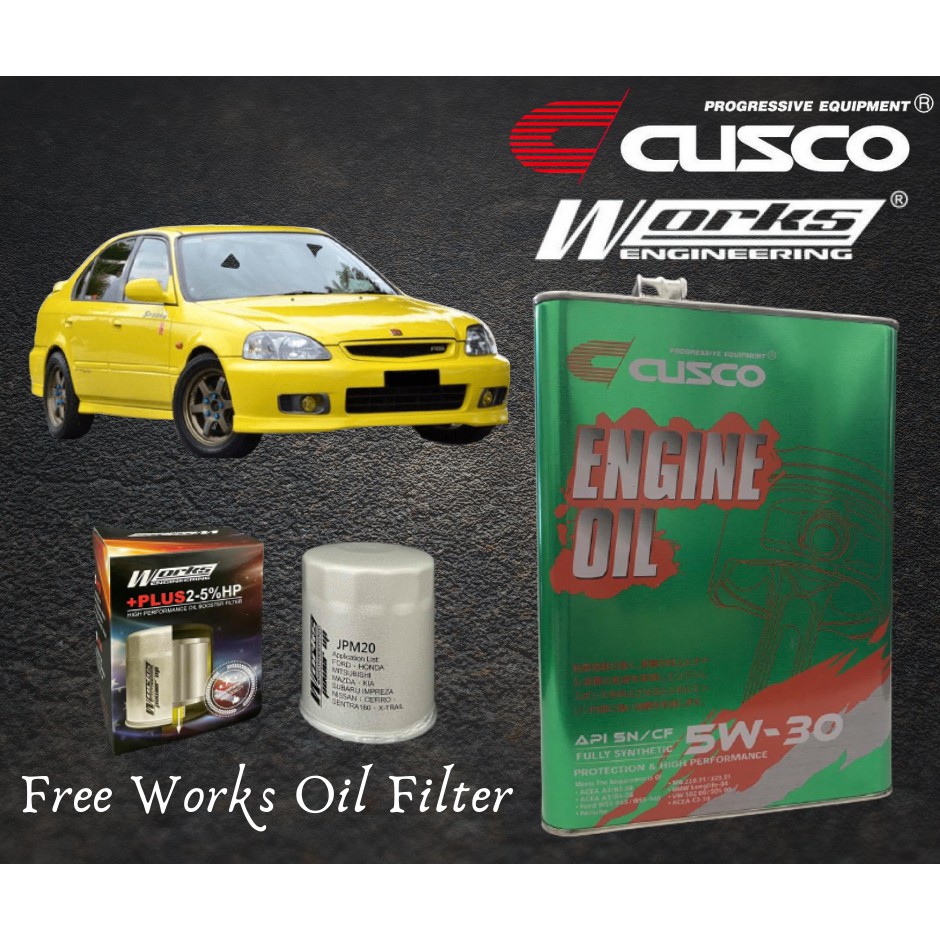 Honda Civic EF EG EK 1996-2001 ญี่ปุ่น FULLY SYNTHETIC ENGINE OIL 5W30 SN/CF ACEA ฟรี WORKS ENGINEER