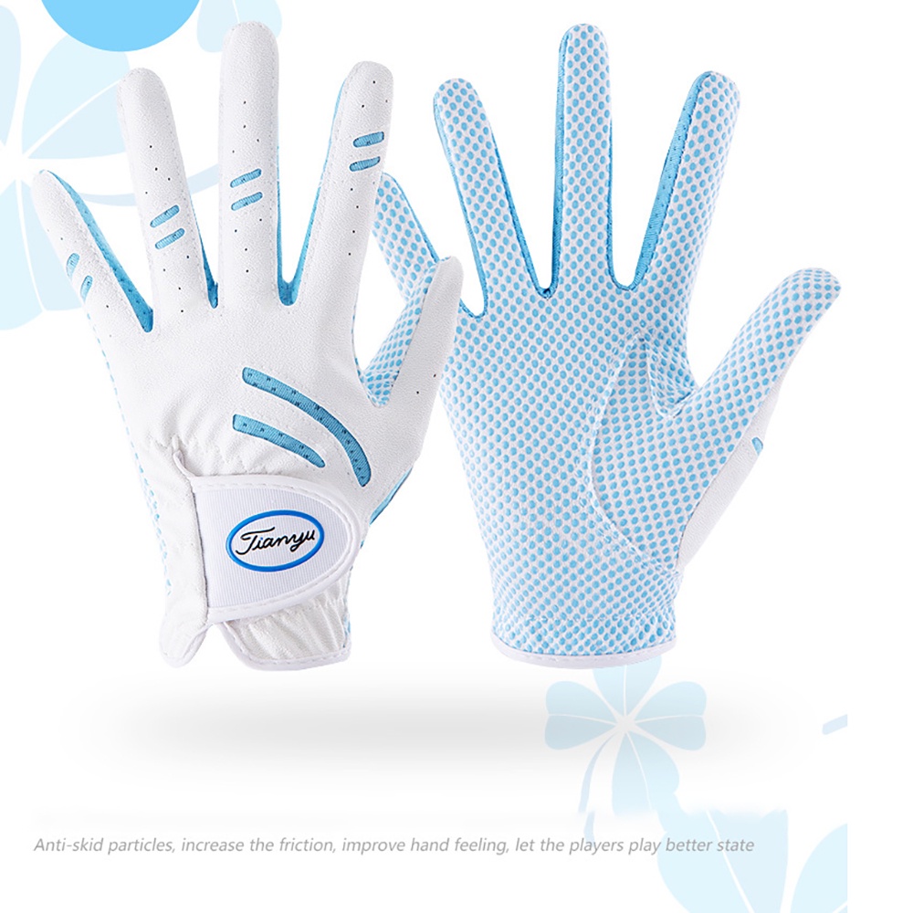 Ttygj ถุงมือกอล์ฟเด็กผู้ชายเด็กผู้หญิง ซิลิโคน หนัง PU (ขาว & ชมพู)