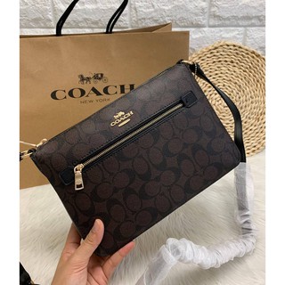 🌈COACH GALLERY FILE BAG IN SIGNATURE CANVAS ((91013))