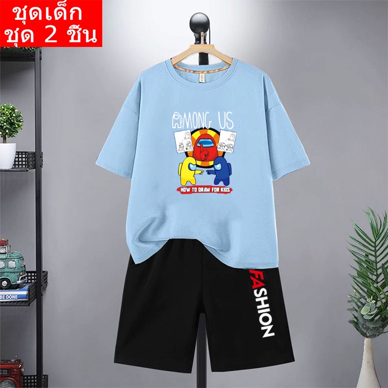 พร้อมส่ง!! K2142+DD335 ชุดเซ็ตเด็ก เสื้อยืด+เกาเกงขาสั้น ผ้ายืด ใส่สบาย ใส่ได้ทั้ง ญ/ช ลายเยอะสกรีนลายการ์ตูนน่ารัก
