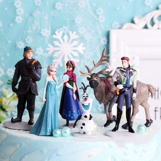 ฟิกเกอร์ Frozen Elsa Anna Olaf ของเล่นสําหรับเด็ก 6 ชิ้น