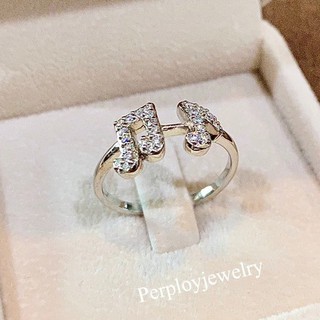 PerployJewelry แหวนเพชรแท้ชุบทองคำขาวฝัง cz