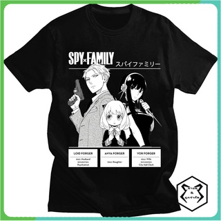 คอตต้อนคอกลมเสื้อยืดแขนสั้น ผ้าฝ้าย ขนาดใหญ่ พิมพ์ลายการ์ตูนอนิเมะ Spy X Family Manga Anya Forger Yor Forger Loid Forger