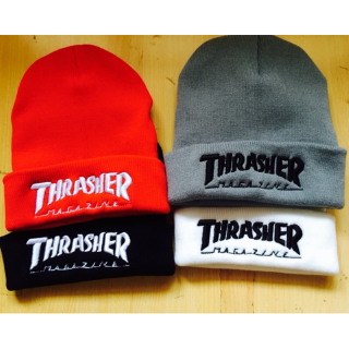 Thrasher หมวกบีนนี่ ผ้าถัก แบบนิ่ม ให้ความอบอุ่น แฟชั่นฤดูหนาว สําหรับผู้หญิง และผู้ชาย