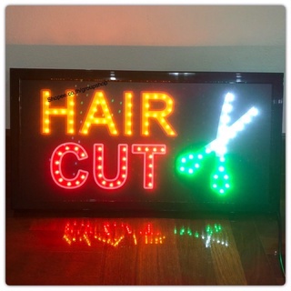 ป้ายไฟLED ป้ายไฟร้านเสริมสวย ป้ายไฟร้านตัดผม ป้ายไฟLED HAIR CUT ซาลอน