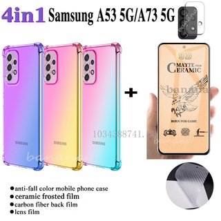 4in1 For Samsung A53 5G color phone case A73 5G + lens film + back film + matte film tempered ceramic glass