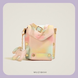 muzi &amp; kai 🌈 mini bag กระเป๋าสะพายข้างสีเรนโบว์ พร้อมพวงกุญแจ🎀สินค้าพรี