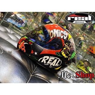 หมวกกันน็อคจาก Real Helmets New Model 2020 รุ่น Raptor ลาย Comics (ดำ-แดง)