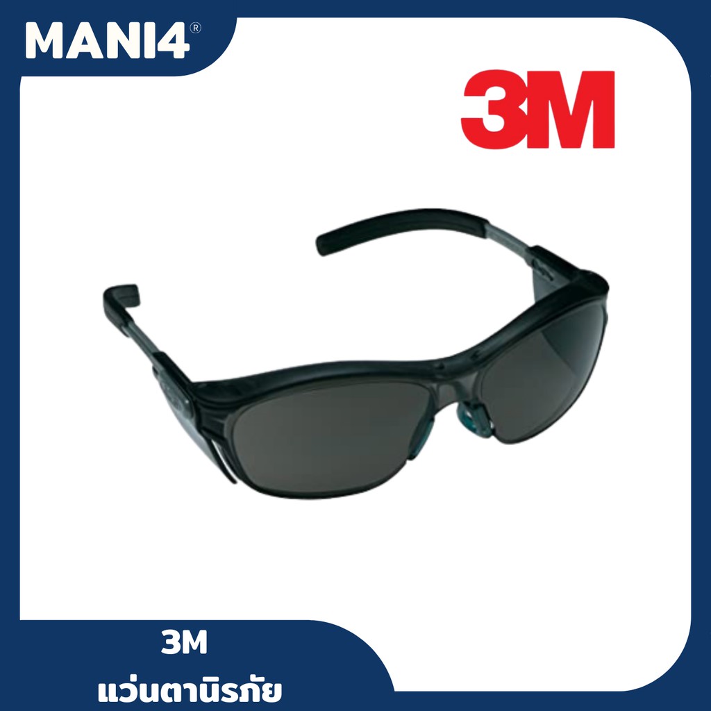 3M Nuvo 11412 (สีดำ) Safety Eyewear, แว่นตานิรภัย, Translucent Gray Brow, Gray Frame, Gray Anti-Fog 