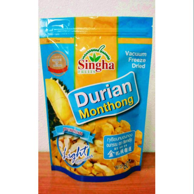 ทุเรียน หมอนทองอบกรอบ ฟรีซดราย เกรดA หวานน้อย Durian Monthong Freeze Dried Premium A ทุเรียนอบแห้ง ทุเรียนทอด