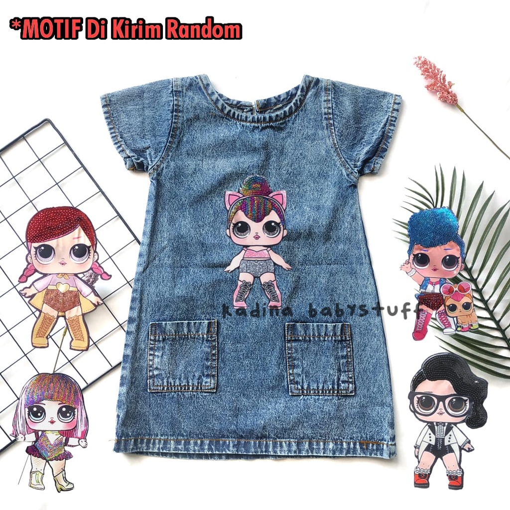 LOL MINNIE MOUSE UNICORN MOTIF JEANS DRESS / SNOWBLUE CHILDRENS JEANS TUNIC DRESS 1-6 ปี / GIRLS LED