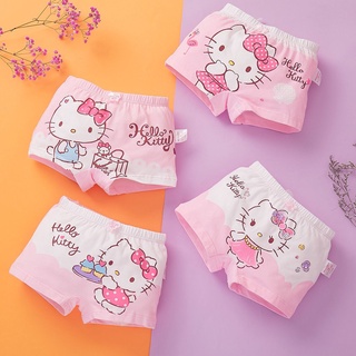 ◇○กางเกงชั้นใน ผ้าฝ้ายแท้ ลายการ์ตูน Hello Kitty น่ารัก สําหรับเด็กผู้หญิง 4 ชิ้น ต่อล็อต