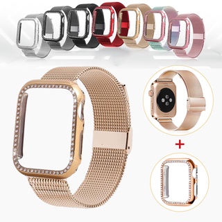 【พร้อมส่ง】เคสเพชร สายนาฬิกาข้อมือสเตนเลส สําหรับ Apple Watch Series Ultra 8 7 6 SE 5 4 3 iwatch 49 มม. 41 มม. 45 มม. 38 มม. 42 มม. 40 มม. 44 มม.