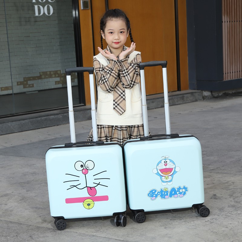 กระเป๋าเดินทางหญิงขนาดเล็กน้ำหนักเบาสามารถนั่งรถเข็นเด็กการ์ตูนเด็ก18กล่องเดินทางชายน่ารักนิ้ว