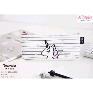 MiStyle กระเป๋าดินสอ ปากกา ซองใส่ดินสอ ปากกา กล่องดินสอ Student Pencil Pen Holder Wallet No.2228 สีขาว