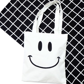 Smiley tote bags (white)