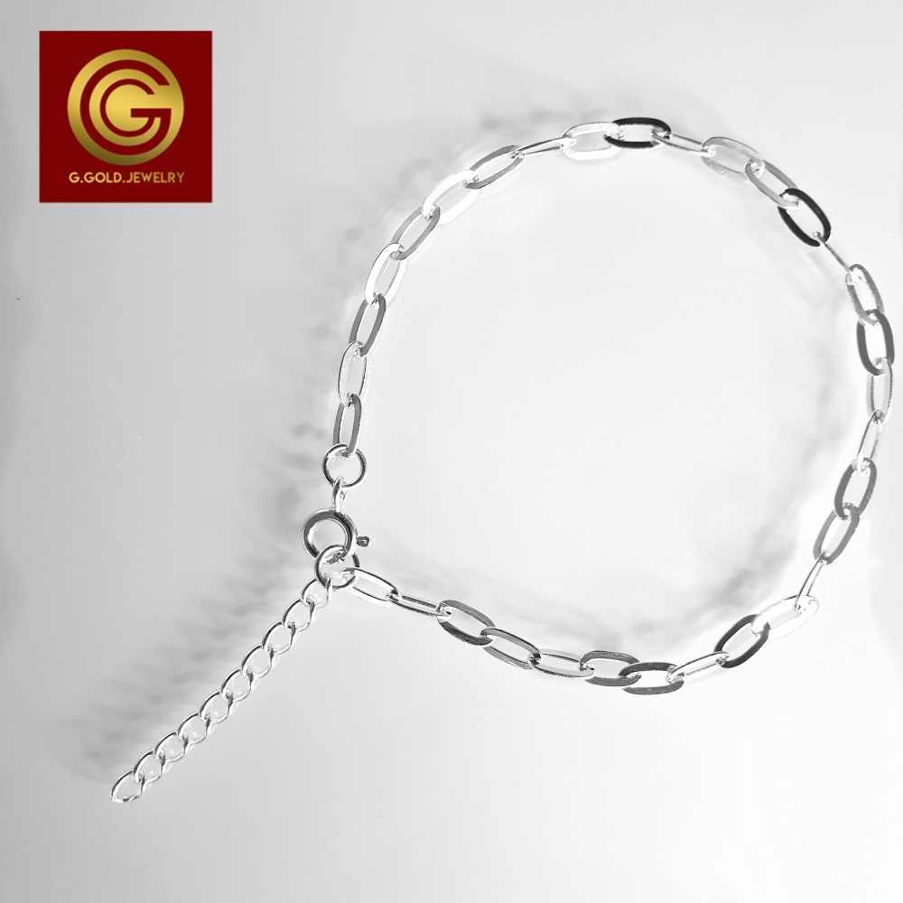 GGOLD สร้อยข้อมือเงินแท้ ลายโซ่ยาวทุบเงา [GS-00001]