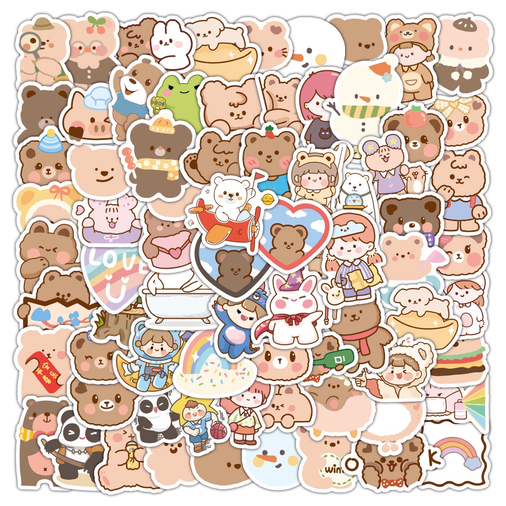 สติกเกอร์ กันน้ํา ลายการ์ตูนหมี Fommy Bears น่ารัก สไตล์เกาหลี สําหรับตกแต่งสมุดภาพ (2) 100 ชิ้น