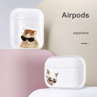 เคสหูฟัง ลายแมวสุดเท่ สีโปร่งใส สําหรับ airpods 2 3 Pro