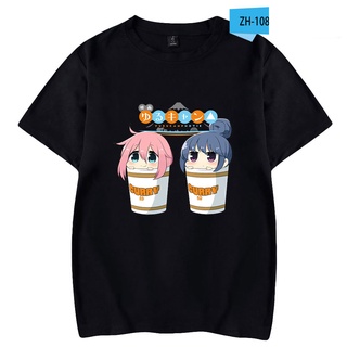 ผ้าฝ้าย 100%เสื้อยืดแขนสั้นลําลอง พิมพ์ลายอนิเมะ Yuru Camp สําหรับผู้ชาย และผู้หญิงS-3XL