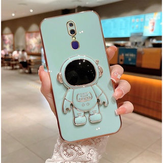 เคสโทรศัพท์มือถือชุบไฟฟ้า ลายนักบินอวกาศ พร้อมขาตั้ง สําหรับ OPPO A17 F11 F11Pro K9 K9S Q3S K9Pro K10 K10Pro