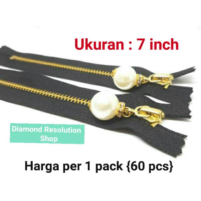 (60 ชิ้น) 7 นิ้ว (17.5 ซม.) PEARL ZIPPER / ZIPPER สําหรับกระเป๋า / เสื้อผ้า