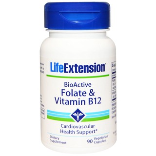 Life Extension, BioActive, Folate &amp; Vitamin B12, 90 Veggie Caps