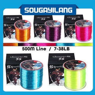 Sougayilang สายตกปลา 7-38LB สายตกปลาไนลอน 500M Monofilament Line Strong Fluorocarbon สายตกปลาไนลอนสำหรับตกปลาน้ำจืดน้ำเค็มตกปลากลางแจ้ง