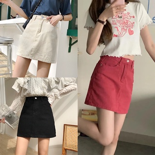 "พร้อมส่ง"Button Skirt กระโปรงทรงเอกระดุมหน้าผ้าพื้นมีกระเป๋าสองข้างแมทช์ได้หลายลุค เสื้อผ้าวัยรุ่นแฟชั่นเกาหลี K530