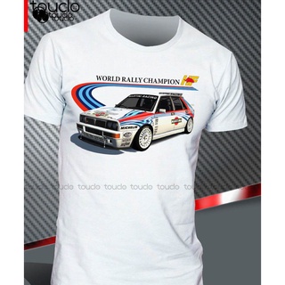 เสื้อยืดผ้าฝ้าย 100% พิมพ์ลาย Lancia Delta Martini Evoluzione Hf Integrale Rally Legend สําหรับผู้ชาย และผู้หญิงS-5XL