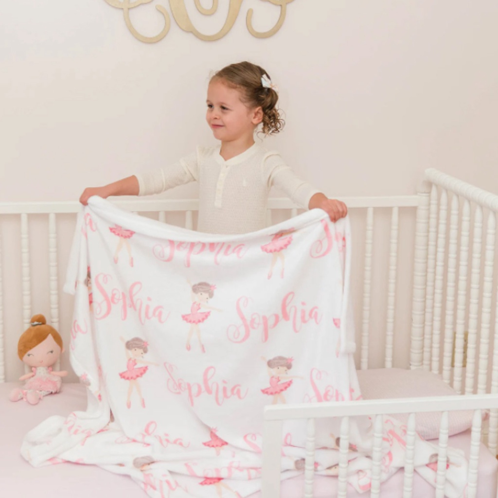Personalized Baby Blanket With Name - Pink Floral Penguin, 30"x40" Flannel, Custom Nursery Gift - View #5